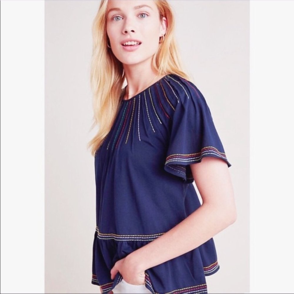 MAEVE navy Chamonix embroidered swing top - Picture 6 of 6